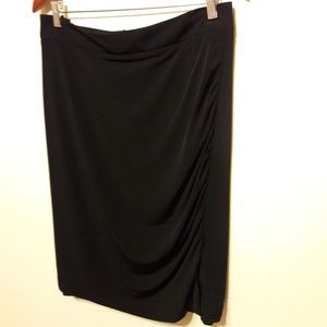 Lane Bryant  Black Jersey side-ruched midi skirt Size 22/24 Classic Minimalist